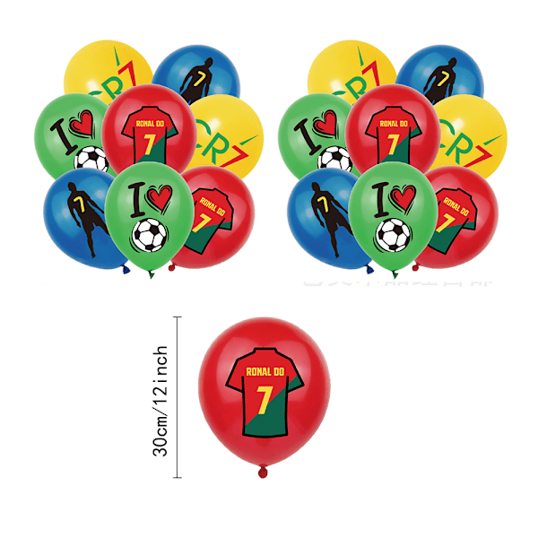 Ronaldo Fodbold Glad Fødselsdagsfest Dekorationer Banner Balloner Kage Topper