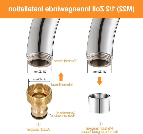 Universell kranadapter for blandebatteri, messing slangekobling, vannkranadapter, 2 stk.