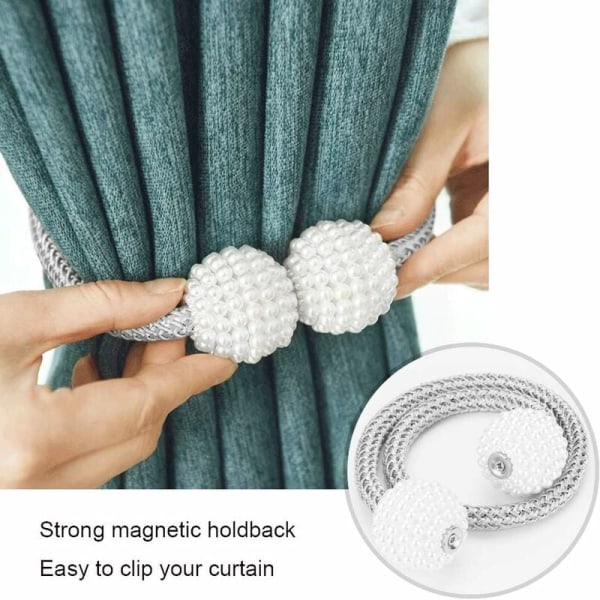 Sett med 2 magnetiske gardinbinder for små, tynne eller rene gardiner Gardinbinder: grå，