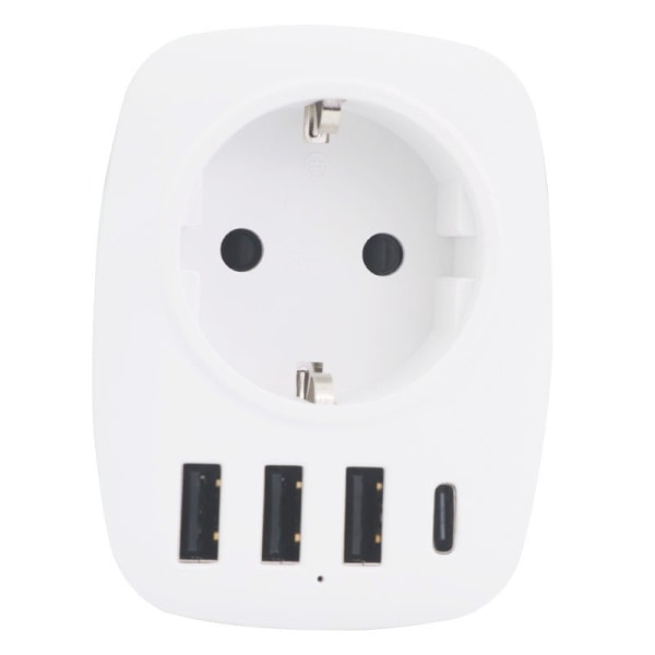 Multi-Netværks USB-stikkontakt, Multi-Stik USB-lader med 1 AC-udgang, 1 USB-C og 3 USB-porte, Strømudtag Kompatibel med iPhone/iPad, Ideel til Hjemmet