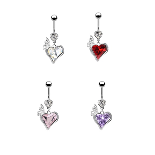 Mode Navle Ring Ornament Hjerteformet Zirkon Navle Ri 2