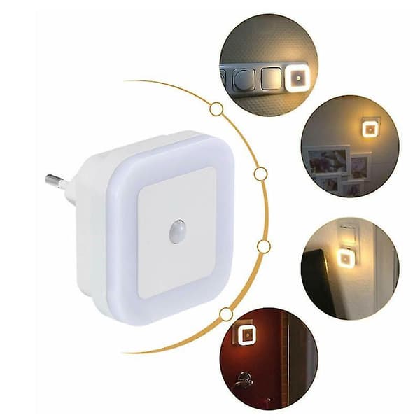 Set of 2 LED night lights with motion sensor, energy-saving socket light, warm white, children's room, hallway, stairs DB
