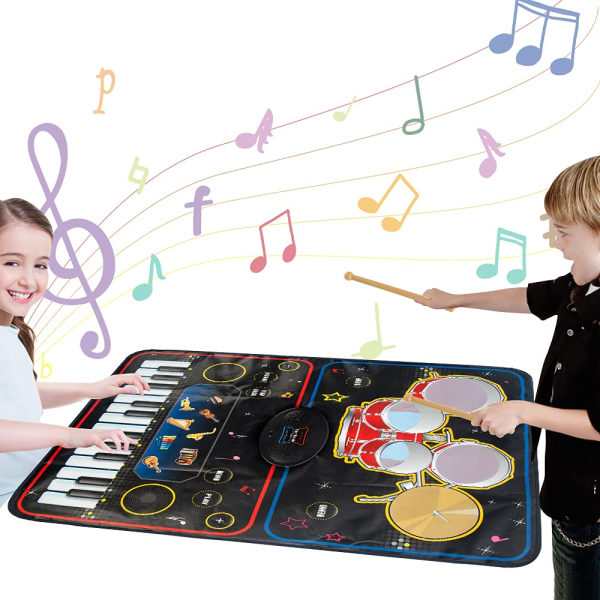 Lasten soittimien rumputyynyt – kannettavat lapsille 2 in 1 elektroninen rumpusetti, toddler opetuslelut, lyömäsoittimet, stimuloivat lasten luovuutta