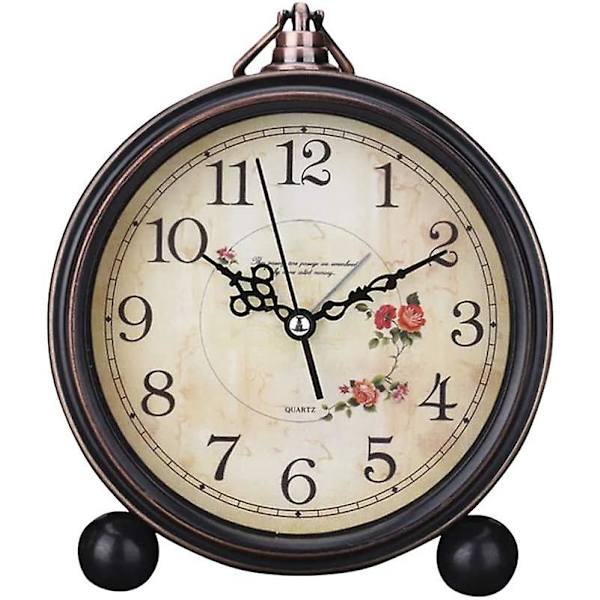Wekity Retro Analog Bordväckarklocka, Batteridriven, Tyst Kvartsrörelse, HD-Glas Flowers