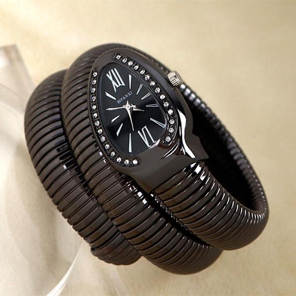 BIFANXI ormklocka, dammode armbandsur, kreativ kvartsklocka black