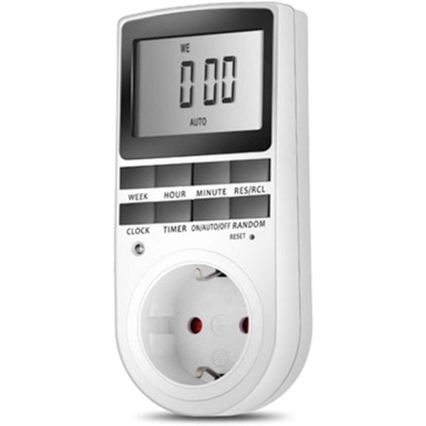1 x Digital Timer Ur, Timer Stikkontakt Digital Stikkontakt med Stort LCD Display og 10 x Programmerbare Programmer og Tilfældig Anti-Tyveri Digital Timer