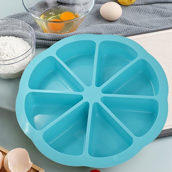 Silikon trekantkakeformsett, non-stick 8-hulls bakeform for muffins og cupcakes Blue