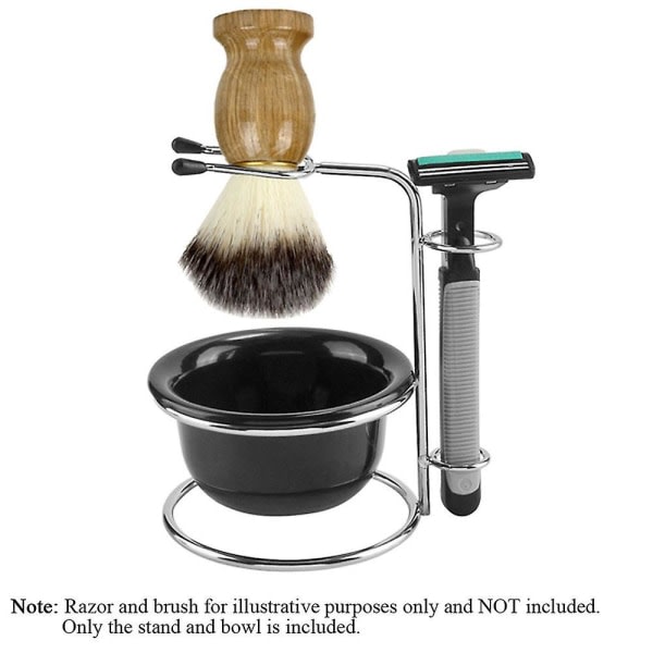 Barberhøvelstativ og -sett, barberhøvelholder i rustfritt stål for barbering (svart)