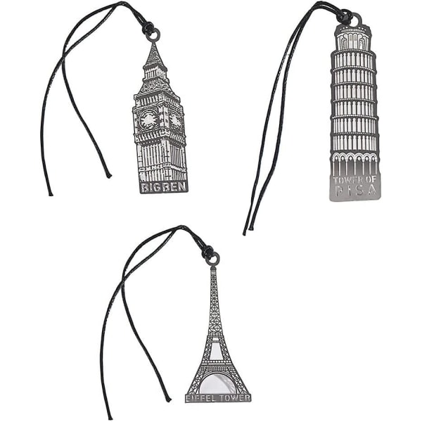 Ro Eiffeltornet Metall Bokmärke Läsning Markering Kreativa bokmärken för läsare, kvinnor och barn (silver 3st)