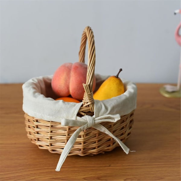Liten blomkorg av flätad pil, handhållen förvaringskorg, mini picknick-blomkorg