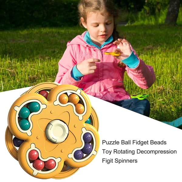 Magic Fidget Beads Spinners Roterande cube toy, dekompressionsgyroskop pusselkub, rolig pusselboll pedagogiska leksaker