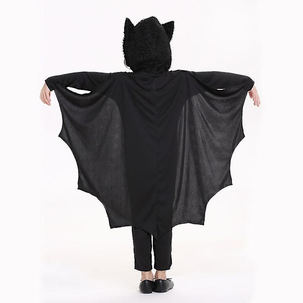 Barnvampyr-fladdermusdräkt + handskar Halloween-kostym 120 cm