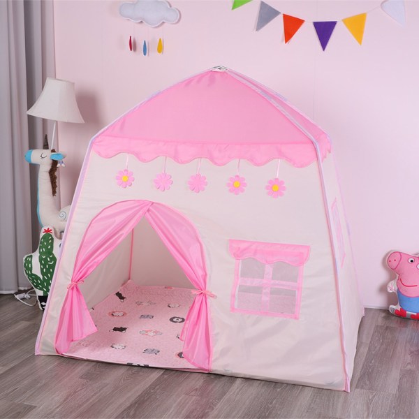 Indendørs prinsesse slot børnetelt gaver børn telt børn folde lege telt hus til børn （pink）
