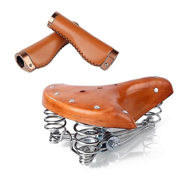 Retro Vintage Kohud Cykelsæde Læder Cykelsadel Sæde Kohud Zekai saddle and handlebars