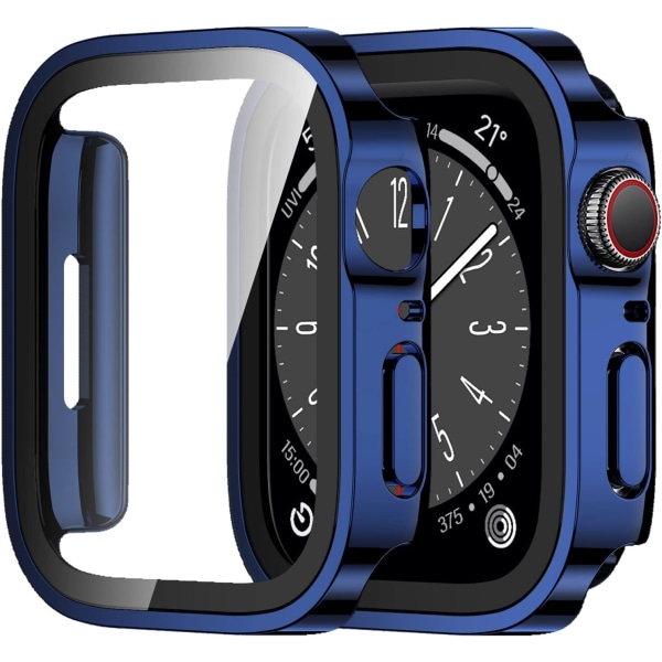 2-pack case som är kompatibelt med Apple Watch Series 8 Blue/Clear Blue/Clear 45mm
