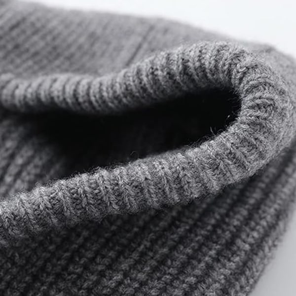 Balaclava strikket genserlue Vinter varm hette skjerf lue for kvinner menn (svart)