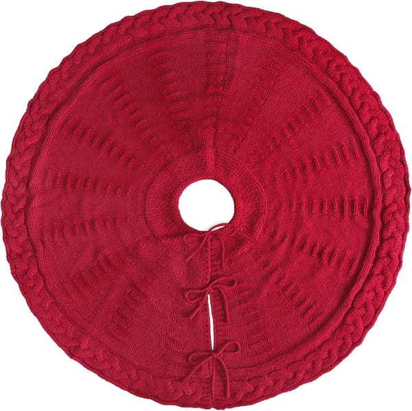 Juletræstæppe Strikket Træforklæde Julepynt Gavepynt red 122cm in diameter / 48 inches