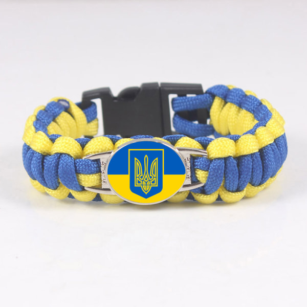 1 stk ukrainsk flagarmbånd Paracord flettet armbånd udendørs overlevelsesarmbånd-ukraine （Justerbar）