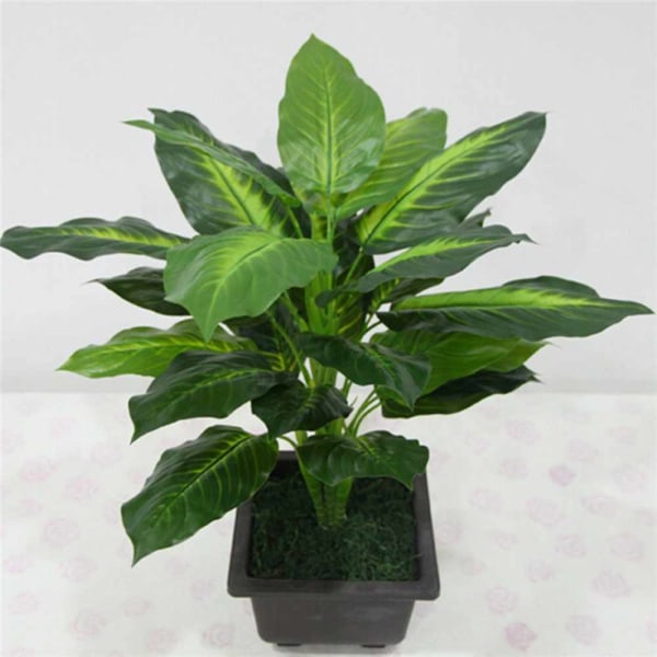 Large 50cm Evergreen Artificial Plant 25 Leaves Lifelike Bush