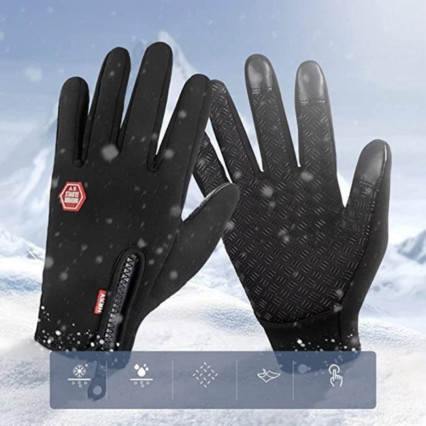Pekskärmshandskar herr vinter smartphone vattentäta vinter handskar herr eller dam handskar sport fitness vattentäta cykelhandskar (XL)