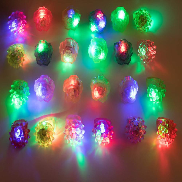 24 Pakke Led Diamond Glow Rings Lyse opp Led Ringer Gløde Blinkende