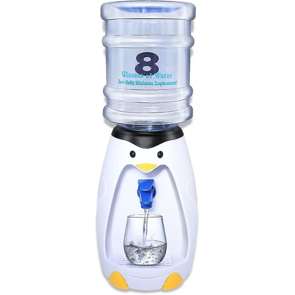2,5l Kid kaldtvannsdispenser Liten pingvinform mini drikkedispenser med tank, kran og stativ for hjemmesamlinger skole