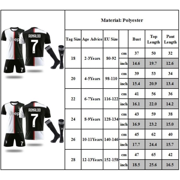 No. 7 Ronaldo fotbollströja barn set shorts med strumpor G 28# 28#
