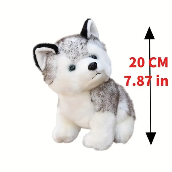 Realistinen Husky-koiran pehmolelu - Pehmeä ja söpö lemmikkieläimen nukke lapsille
