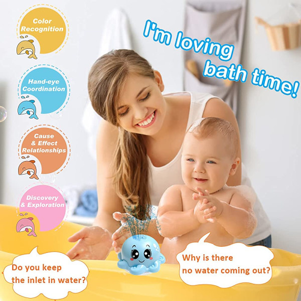 Baby Vattenleksak, bläckfiskspray Induktion Flytande badleksak med ljus, poolbadleksak från 1 år Baby Barn Småbarn Festpresent