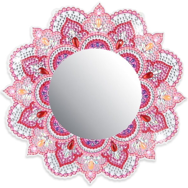 Gör-det-själv- diamond painting för vuxna och barn Gör-det-själv specialform diamond painting Spegel sminkspegel (rosa)