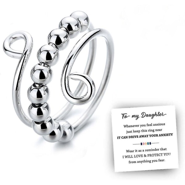 To My Daughter - Drive Away Your Anxiety Circle Beads Fidget Ring Justerbar (Farge: Sølv)