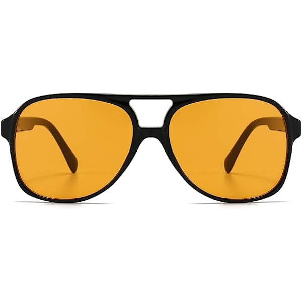 Retro 70-tals Aviator Polariserande Solglasögon Black frame porn