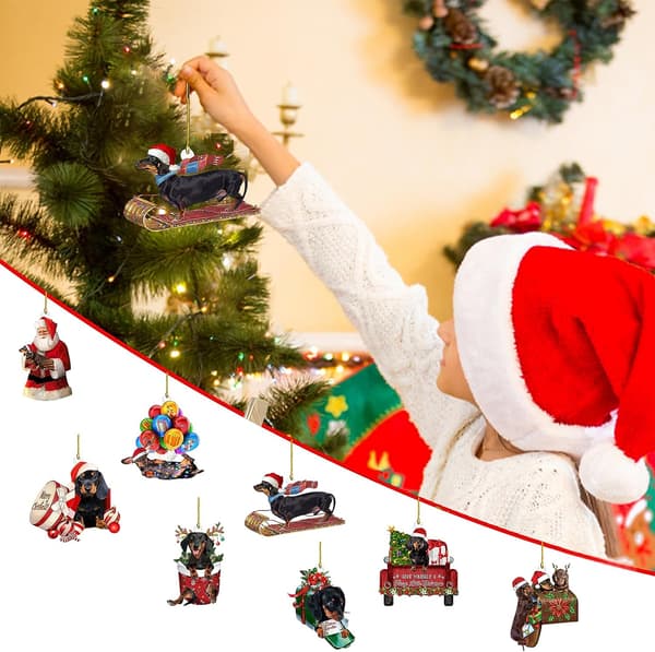 (AZC) 8 stk. julepynt - Dachshund-hengende ornamenter