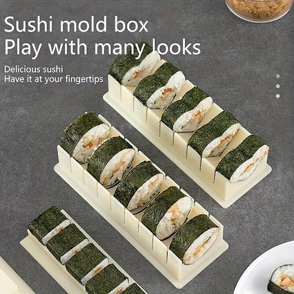 Sushi Form Sæt, 3-delt Plast Bento Tilbehør & Risbold Maker, Genanvendelig Square