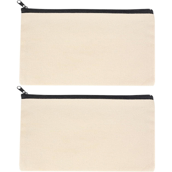 2 stk. Canvas Makeup Tasker, Canvas Blyantpose med Lynlås, Tom DIY Håndværk Makeup Kosmetik