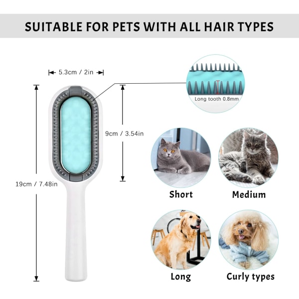 4 i 1 Universal Pet Knots Remover, Pet Hair Brush för hundar och katter Multifunktionell hundhårborste Bärbar professionell (Korthårig, Blå)