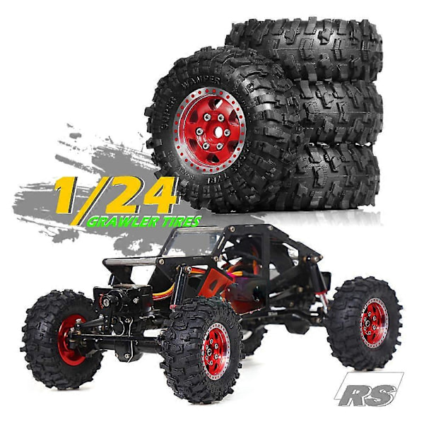 4 stk. 51 mm 1,0 tommer Metal Beadlock Hjul Dæk Sæt til 1/18 1/24 RC Crawler Bil TRX4M SCX24 AX24 FCX24 Opgraderingsdele Sort