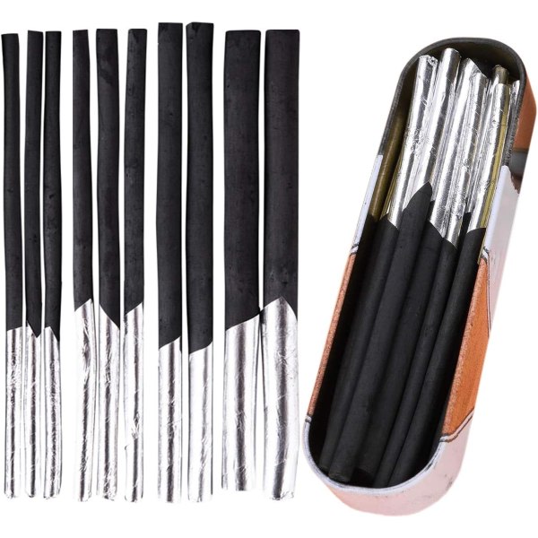10 stk Willow Vine Charcoal Sticks, Compressed Charcoal Sticks, Sett, 4 størrelser Sett for skisser, tegning, skyggelegging