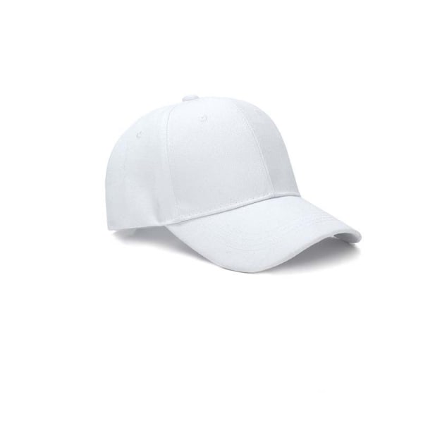 Høykvalitets justerbar baseballhatt med ring Utendørs Sportssolhette for kvinner Menn Mote Snapback-hatt (hvit)