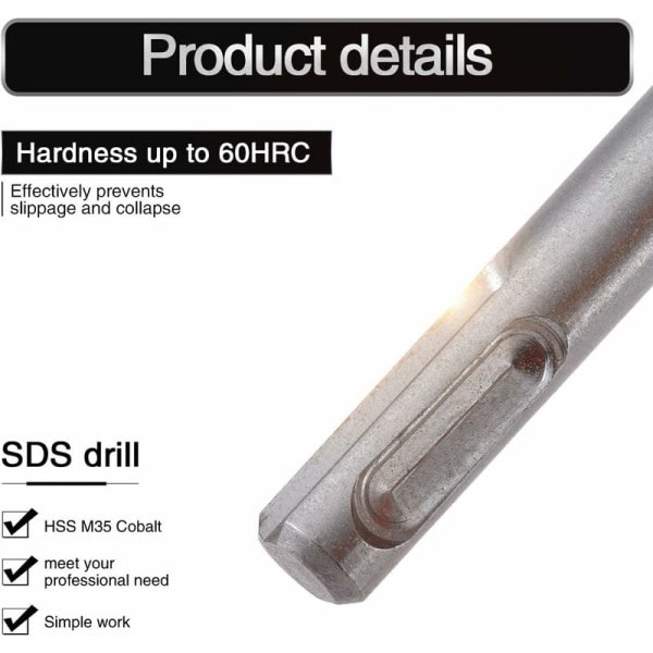 Magnetisk SDS 6-punkts 60mm 1/4" sekskantborchuck-omformer mutter Slagnøkkelborsett 3 stk.