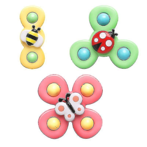 3-pak - Fidget Spinner med sugekop til børn - Spinnerlegetøj i flere farver
