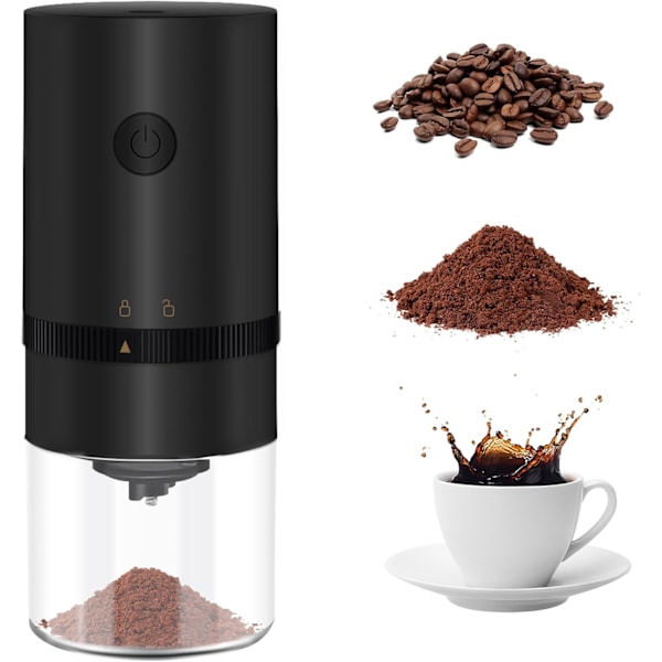 Bærbar Elektrisk Kaffe Kvern, Mcbazel Elektrisk Oppladbar Mini Kaffe Kvern med Flere Malingsinnstillinger - Svart