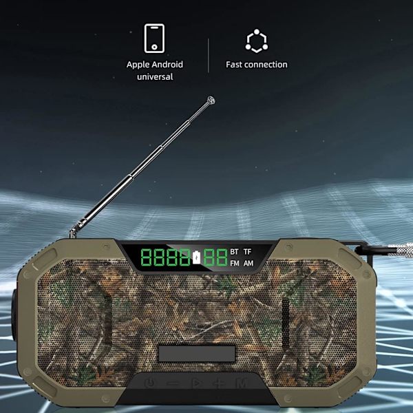 Vevradio med solpanel, 5000mAh Digitalradio med LCD-skärm, IPX5 Vattentät Solhandvevradio