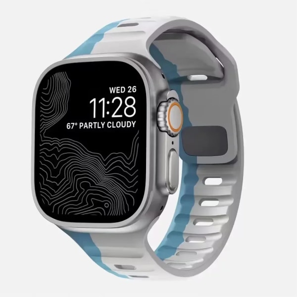 Silikoniranneke Apple Watchille 49mm 44mm 45mm 40mm 41mm 42mm 38mm Ultra 2 Sport Correa Armband iwatch Series 9 8 7 6 5s blue gray