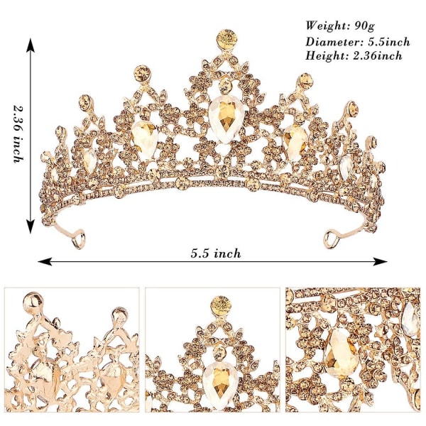 Ruusukultainen tiara ja kruunut naisille syntymäpäiväkruunu tytöille Kristalli häänauhat morsiamen tiara