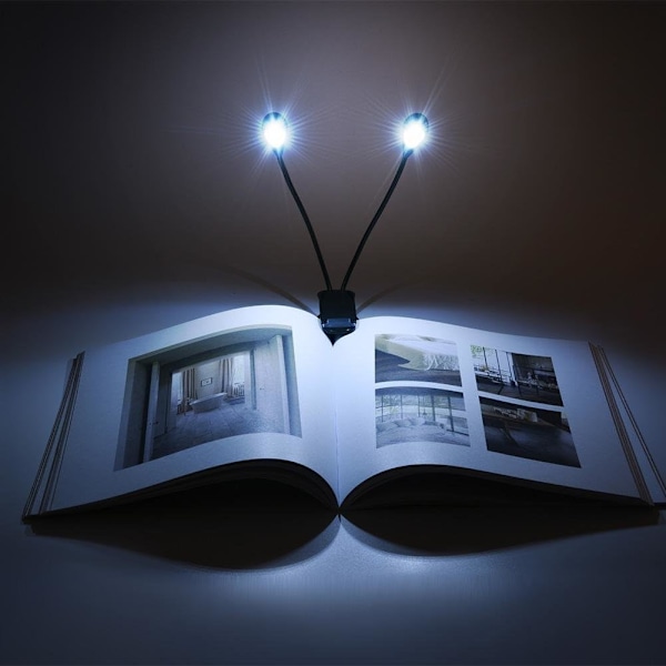 Notställ LED-lampa Mini Dubbelarm Lampa Justerbar Läslampa med USB-kabel Lampa (8 Dioder) 8 Beads