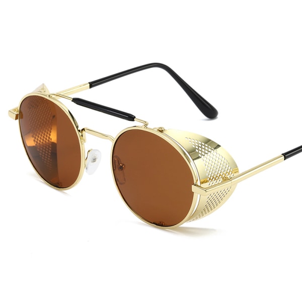 Steampunk-aurinkolasit miehille ja naisille, sivusuojatut pyöreät steampunk-vintage-aurinkolasit