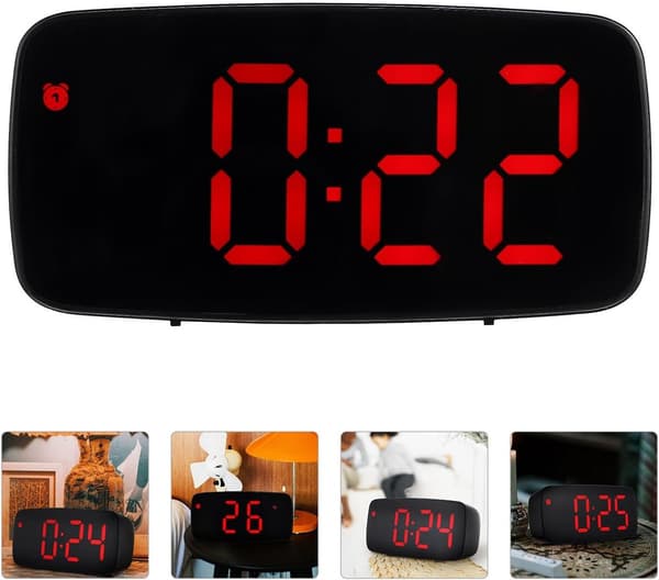 Digital LED-väckarklocka Dubbla larm Dimmer USB/Batteri Mini Bordsklocka - Svart Zwart/groen licht