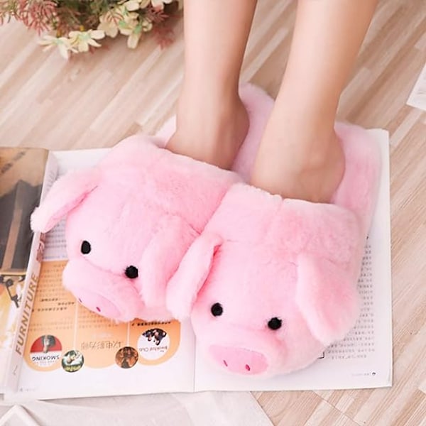 Damtofflor Söta Gristofflor Tecknade Tofflor Djurtofflor Varma Tofflor_xx Pink A