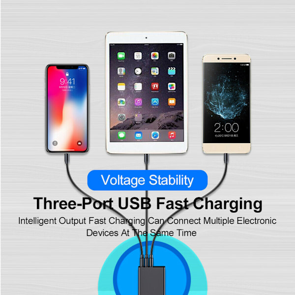 QC 3.0 Hurtiglader med LED USB Hub Veggladeradapter Kompatibel for Samsung for iPhone
